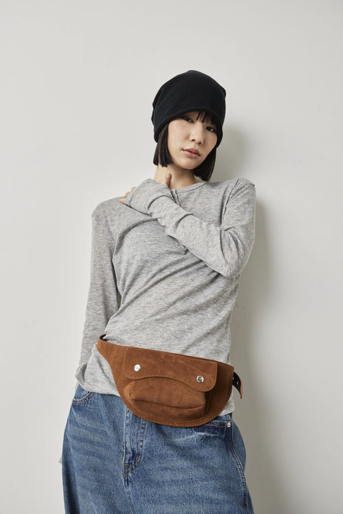 Suede pouch belt