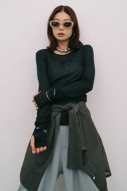 Sheer long sleeve tee