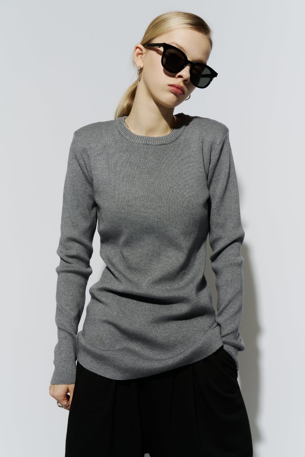 Power shoulder long knit