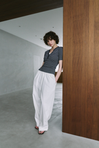 Snap button henry neck border TEE