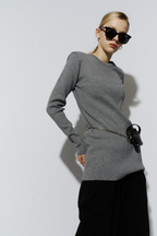 Power shoulder long knit