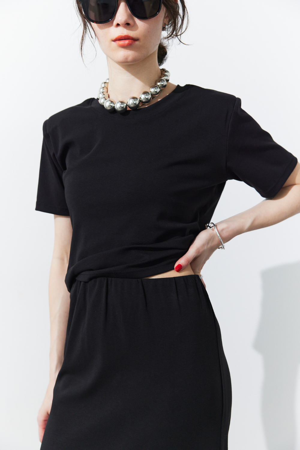 Lace hem long skirt