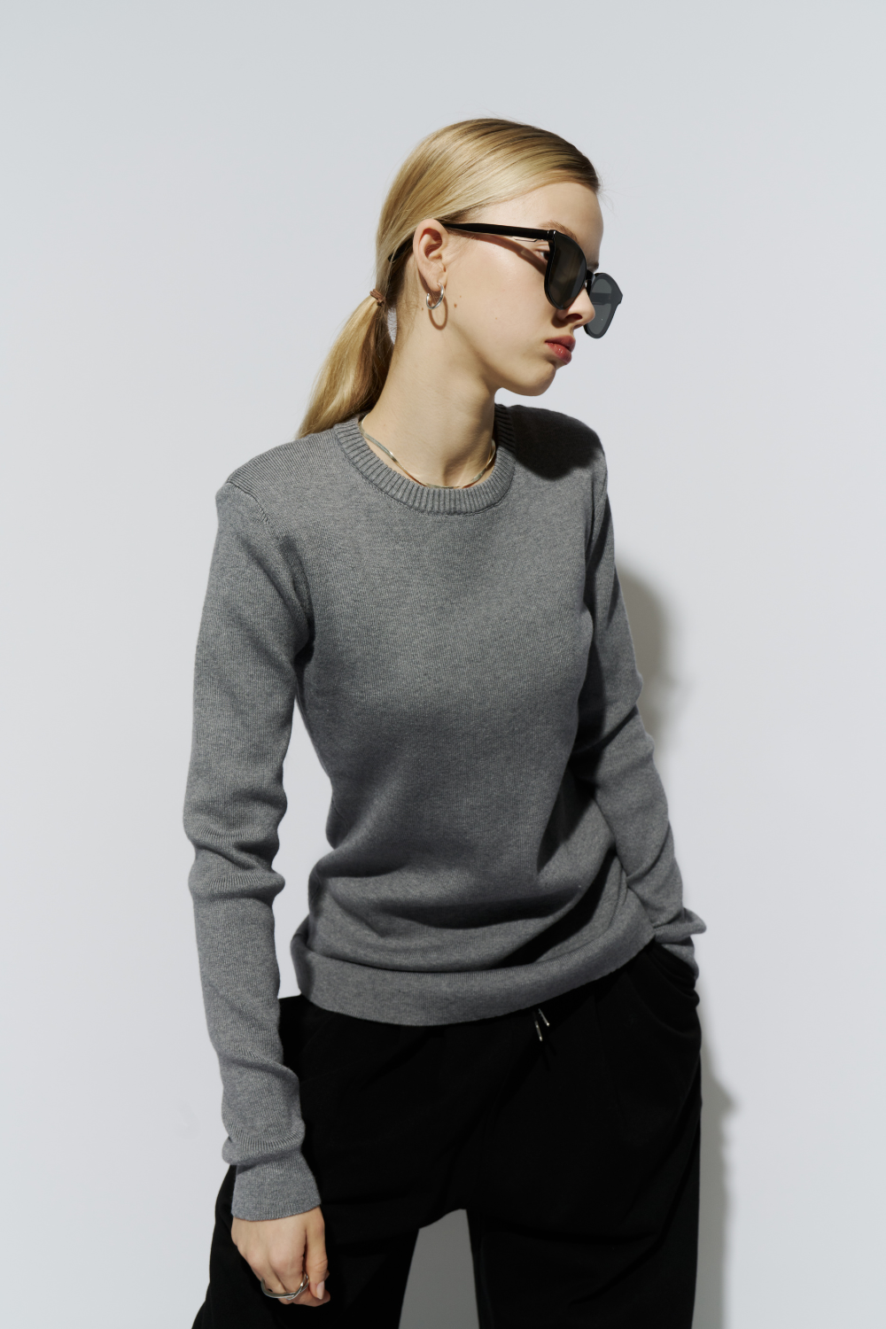 Power shoulder long knit