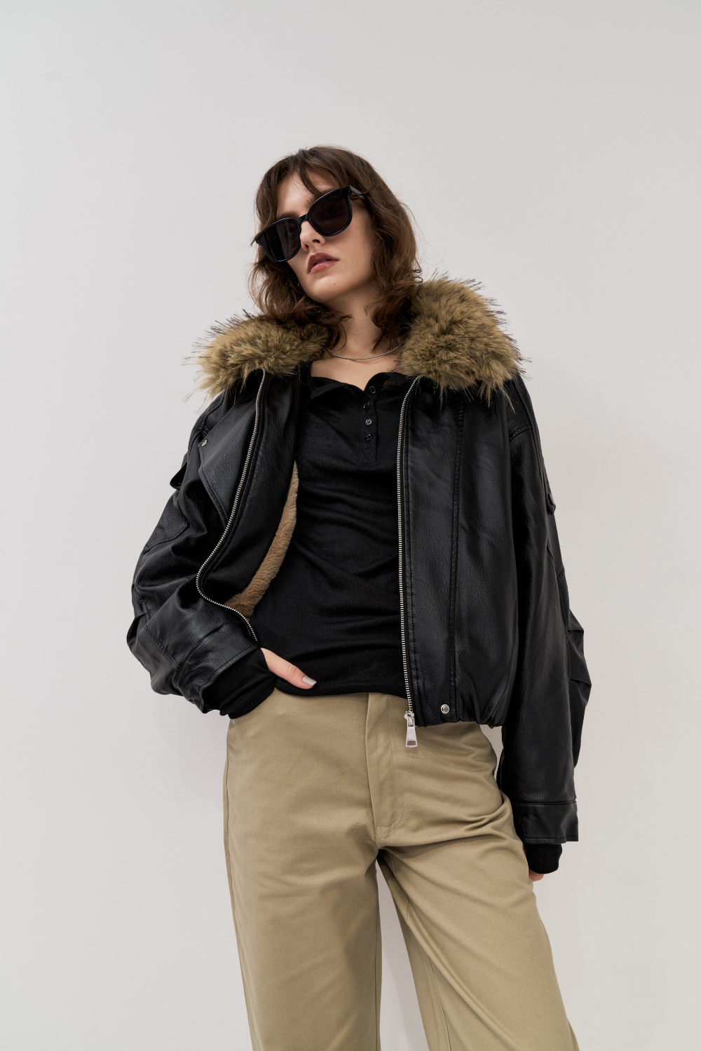 Fur collared rider jacket