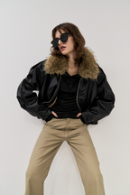 Fur collared rider jacket