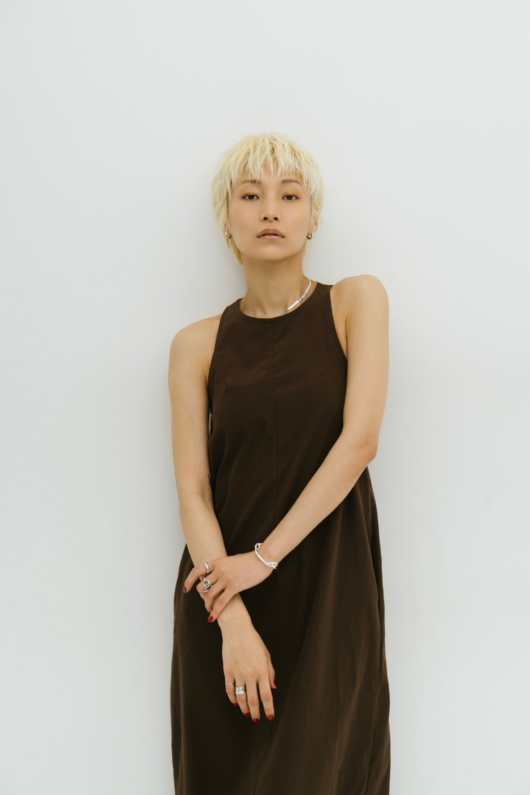 Cup in american sleeve long dress