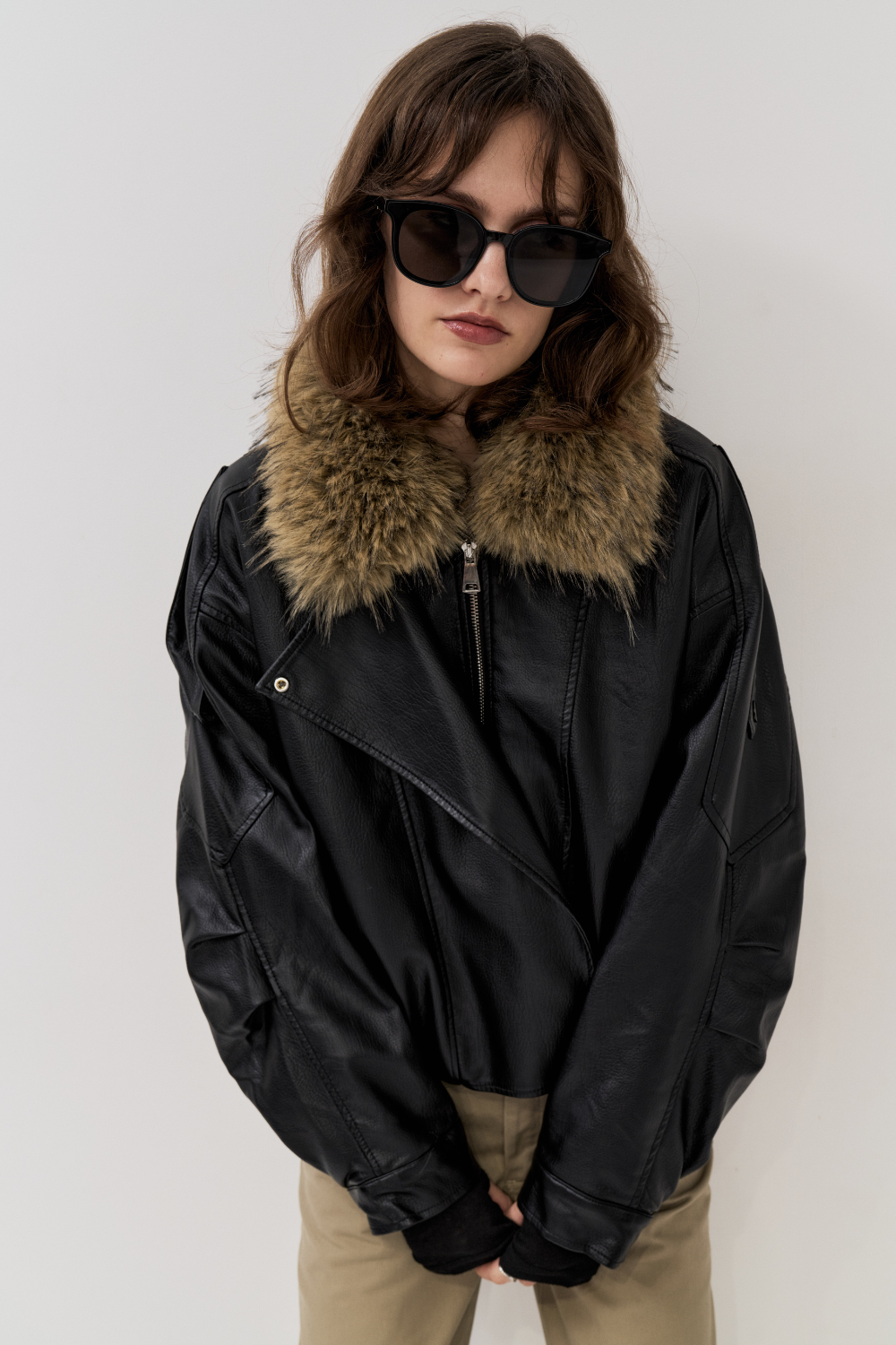 Fur collared rider jacket
