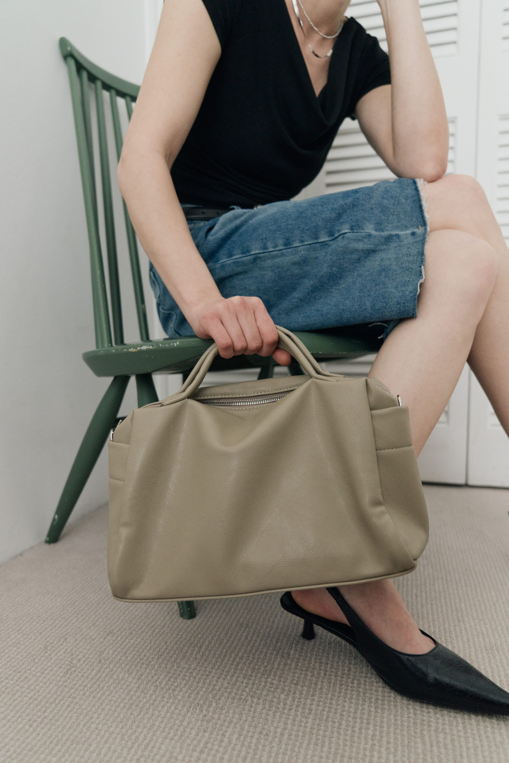 Soft leather square bag
