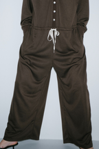 V-neck sweatshirt jumpsuit