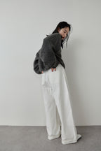 Cotton roll-up curved pants