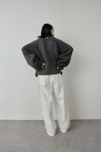 Cotton roll-up curved pants