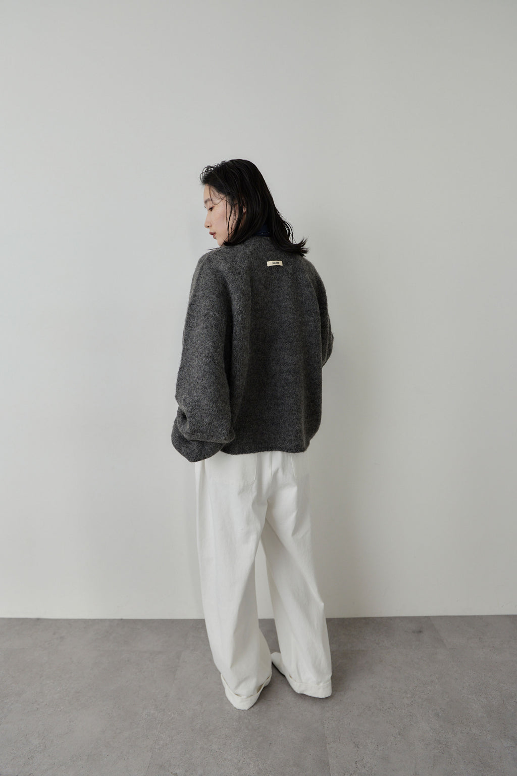 Cotton roll-up curved pants