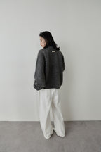 Cotton roll-up curved pants