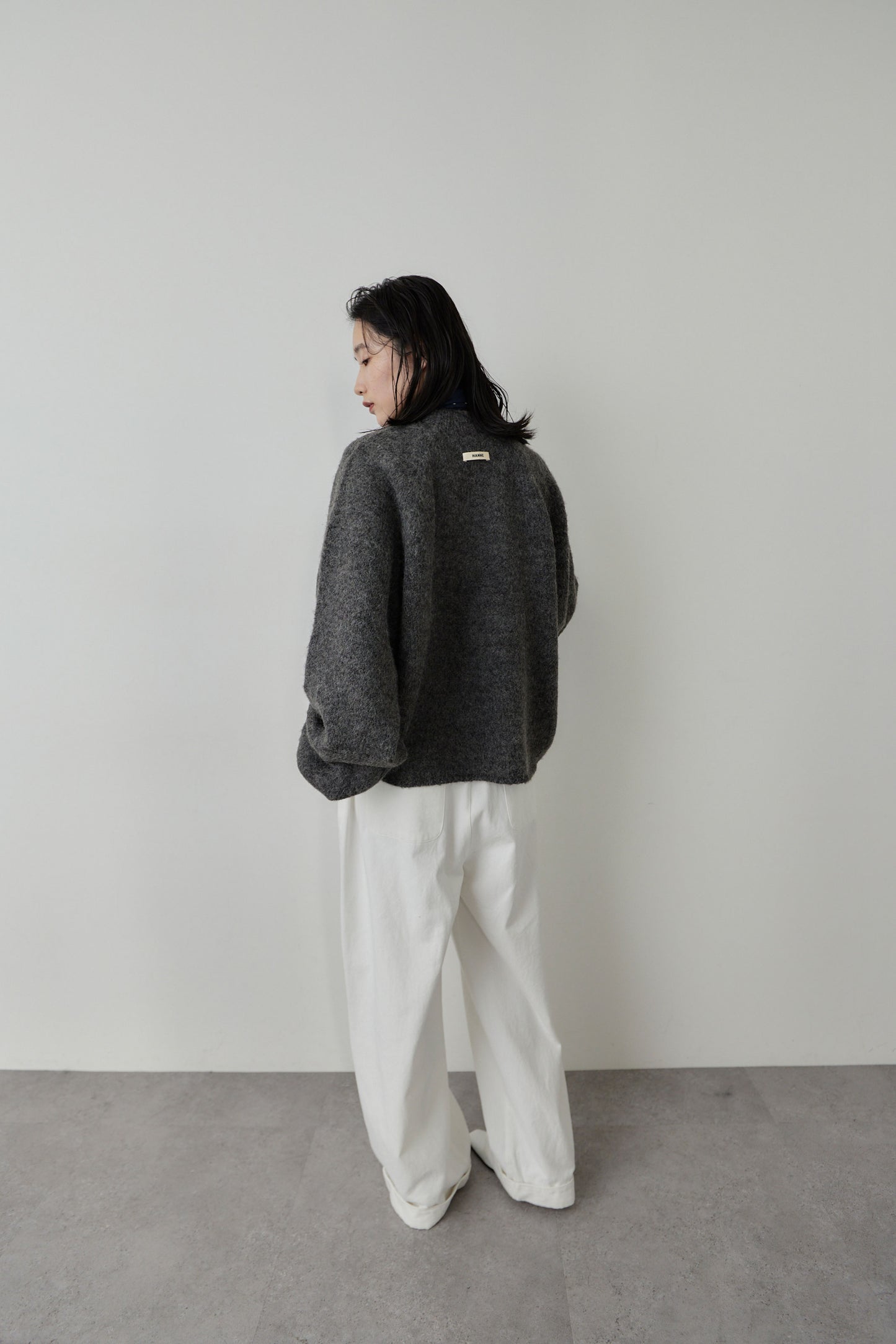 Cotton roll-up curved pants