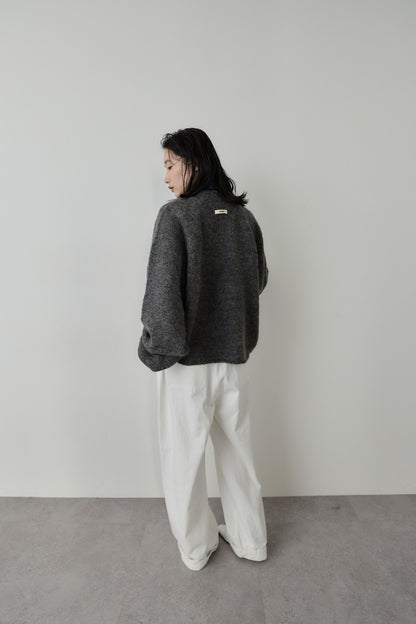 Cotton roll-up curved pants