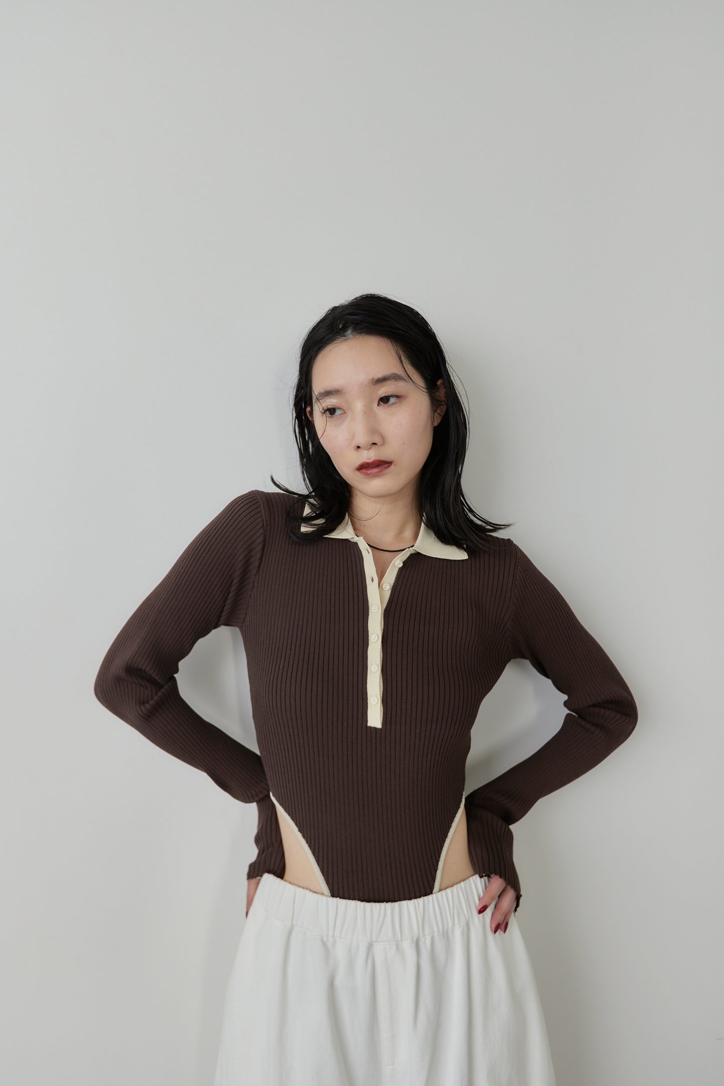 Poloknit bodysuit