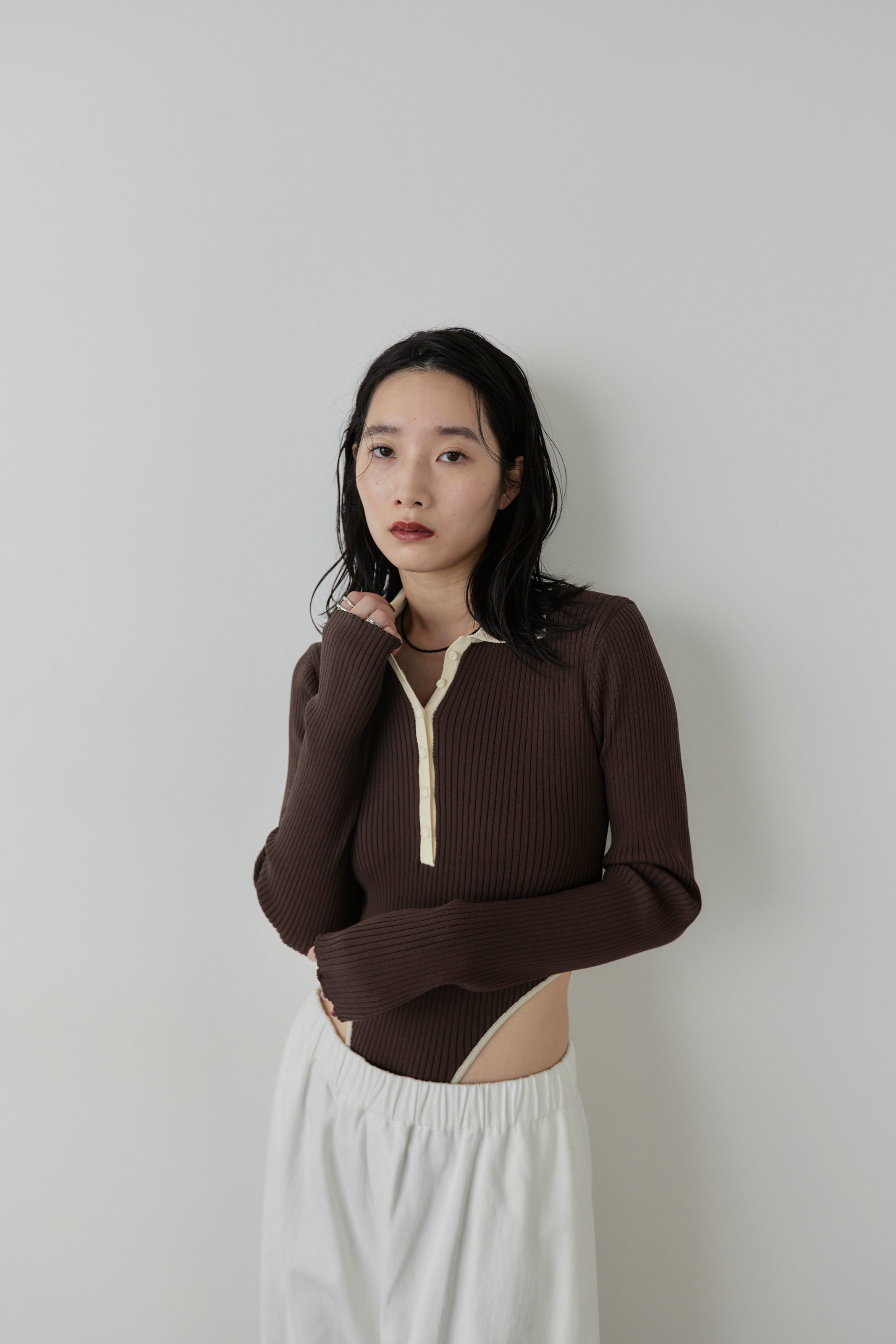 Poloknit bodysuit