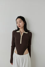 Poloknit bodysuit