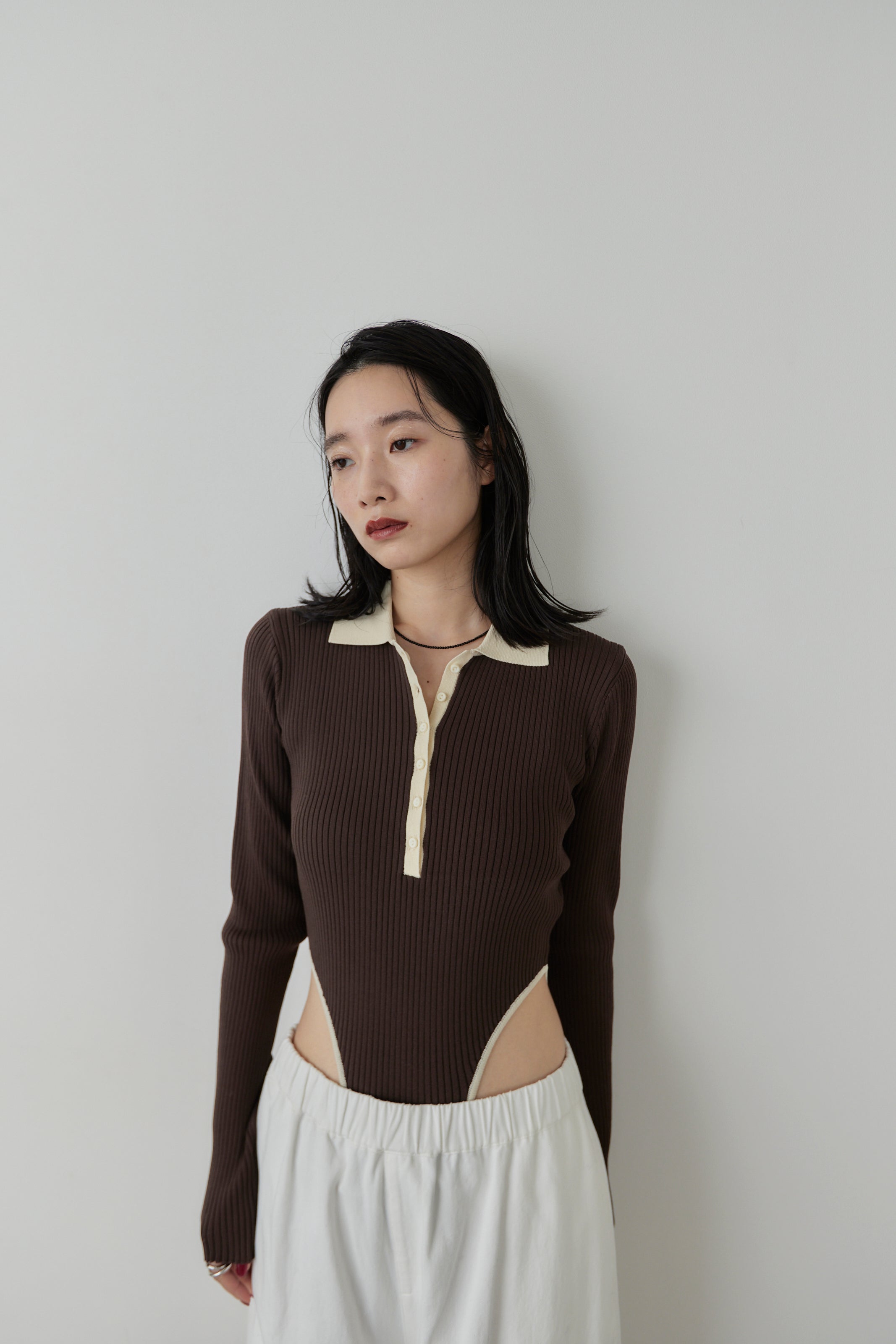 Poloknit bodysuit