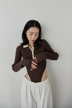 Poloknit bodysuit