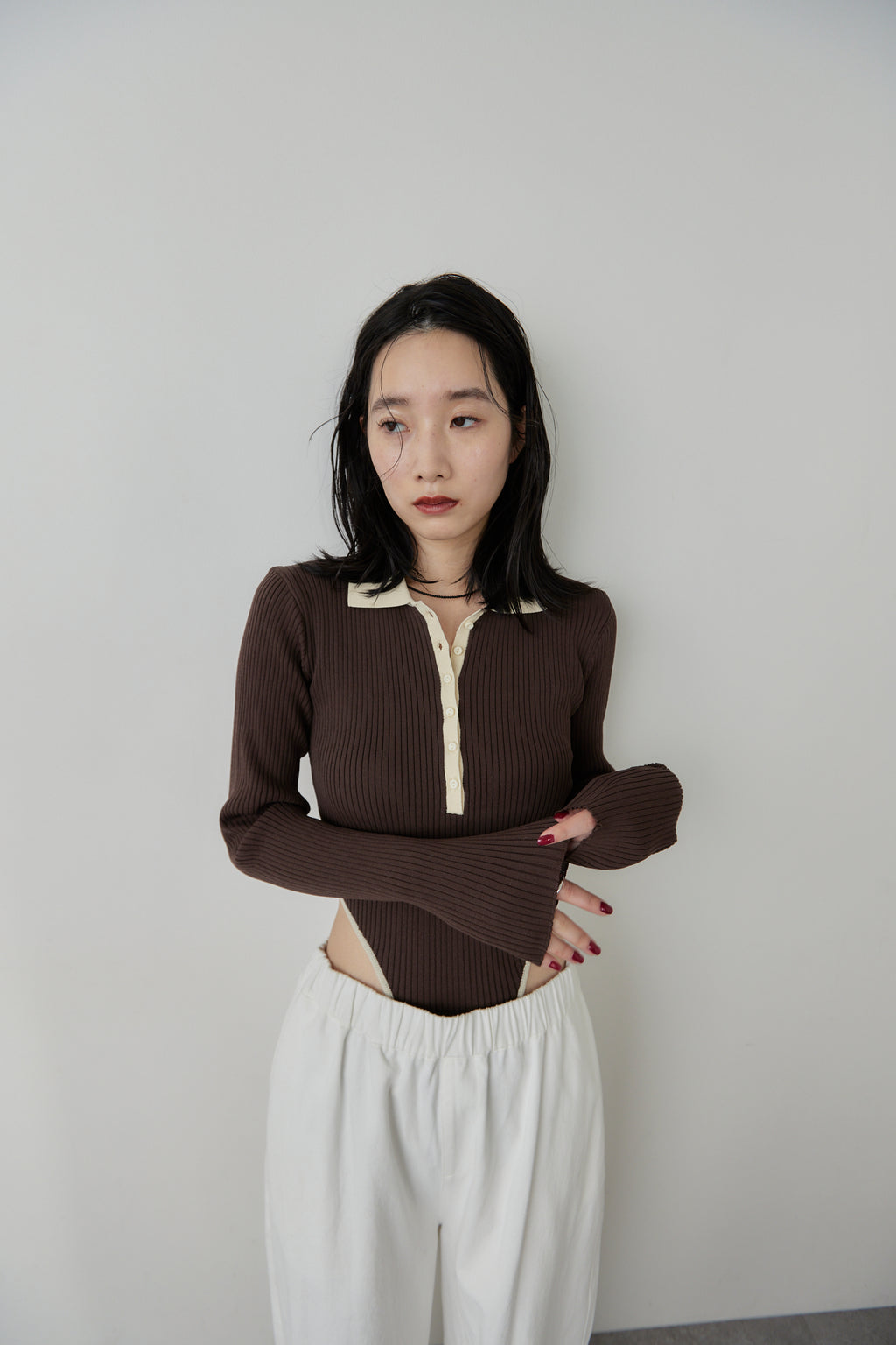 Poloknit bodysuit