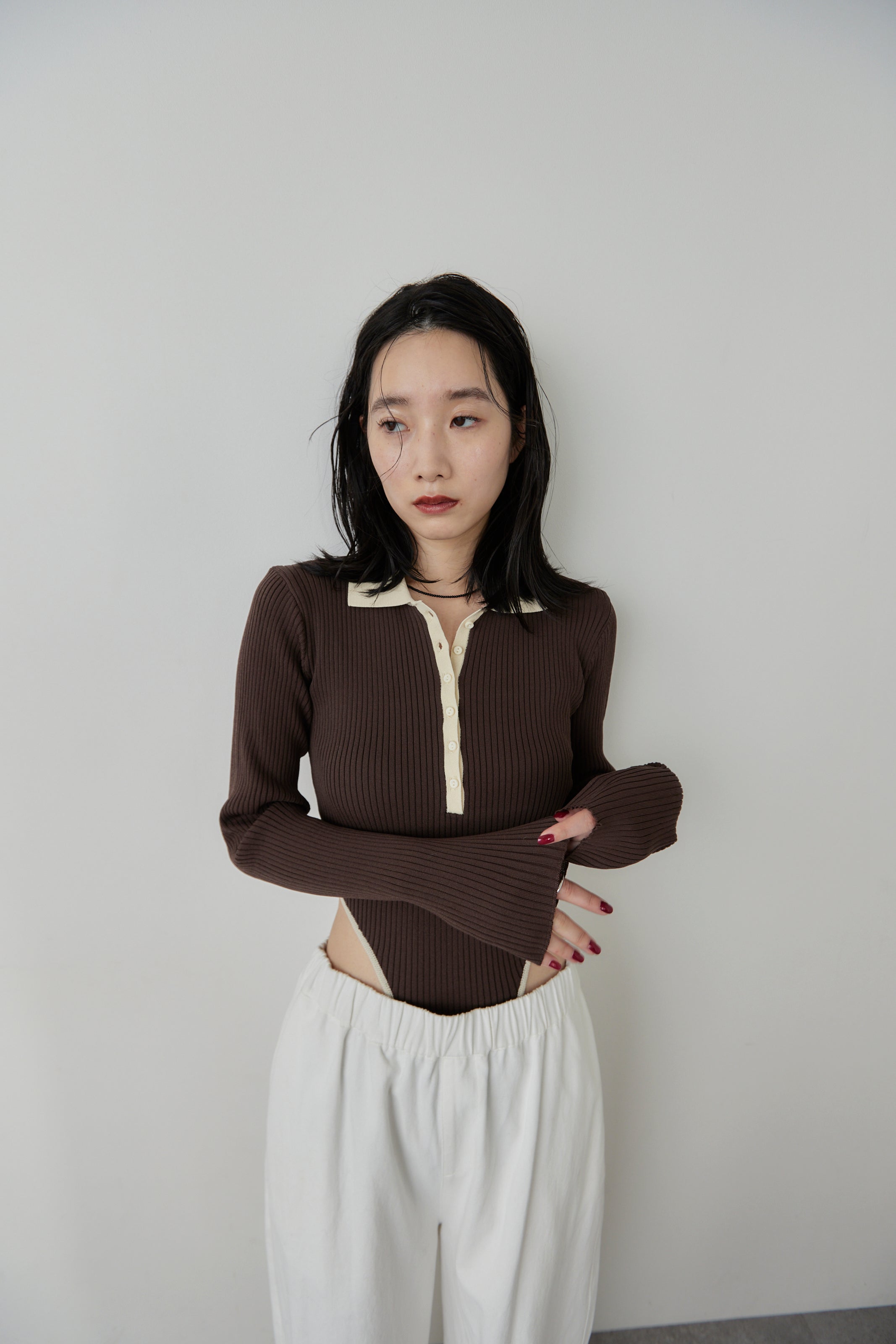 Poloknit bodysuit