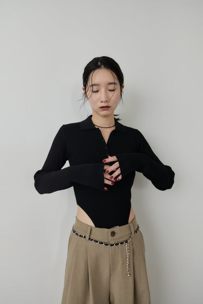 Poloknit bodysuit