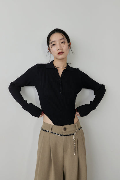 Poloknit bodysuit