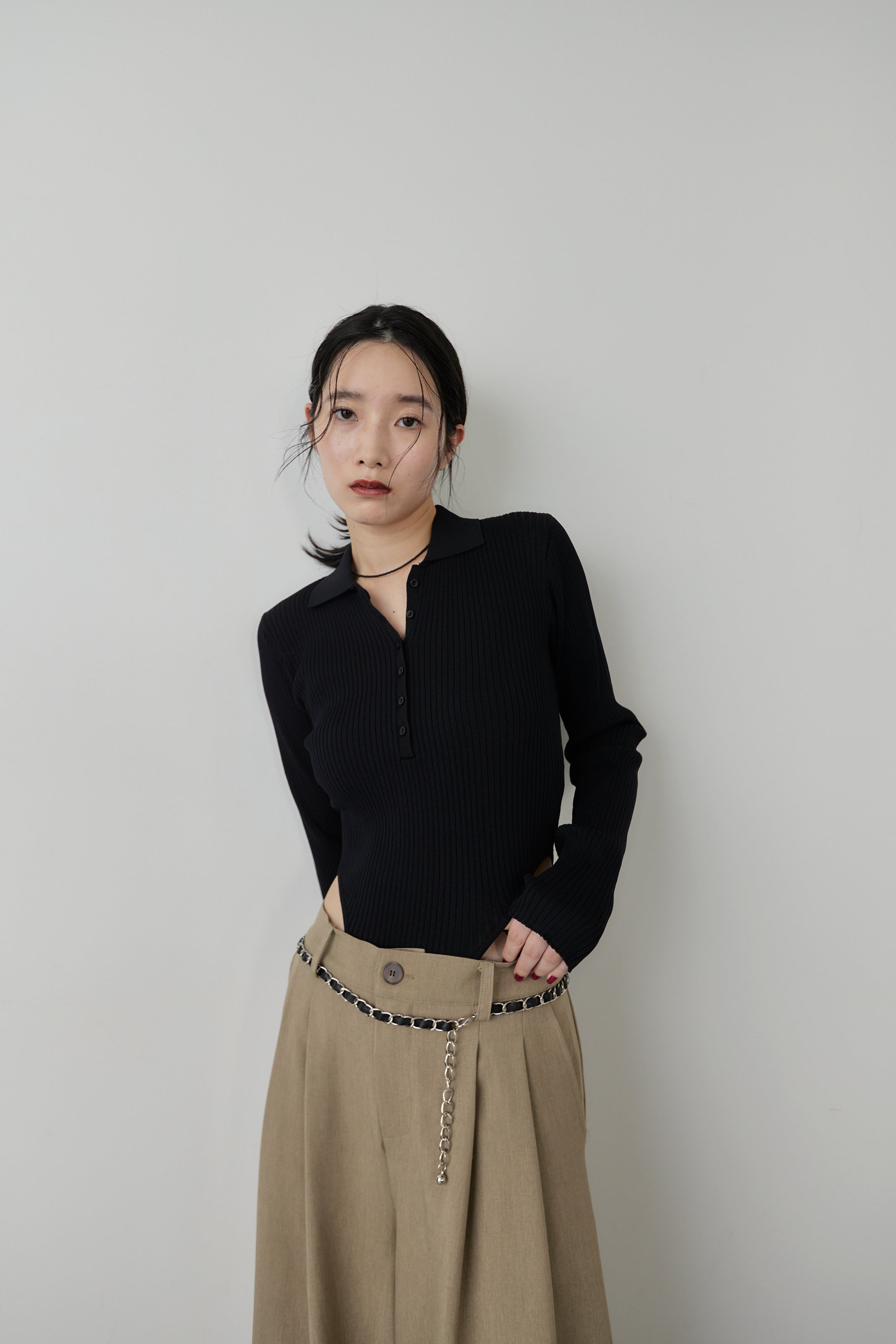 Poloknit bodysuit
