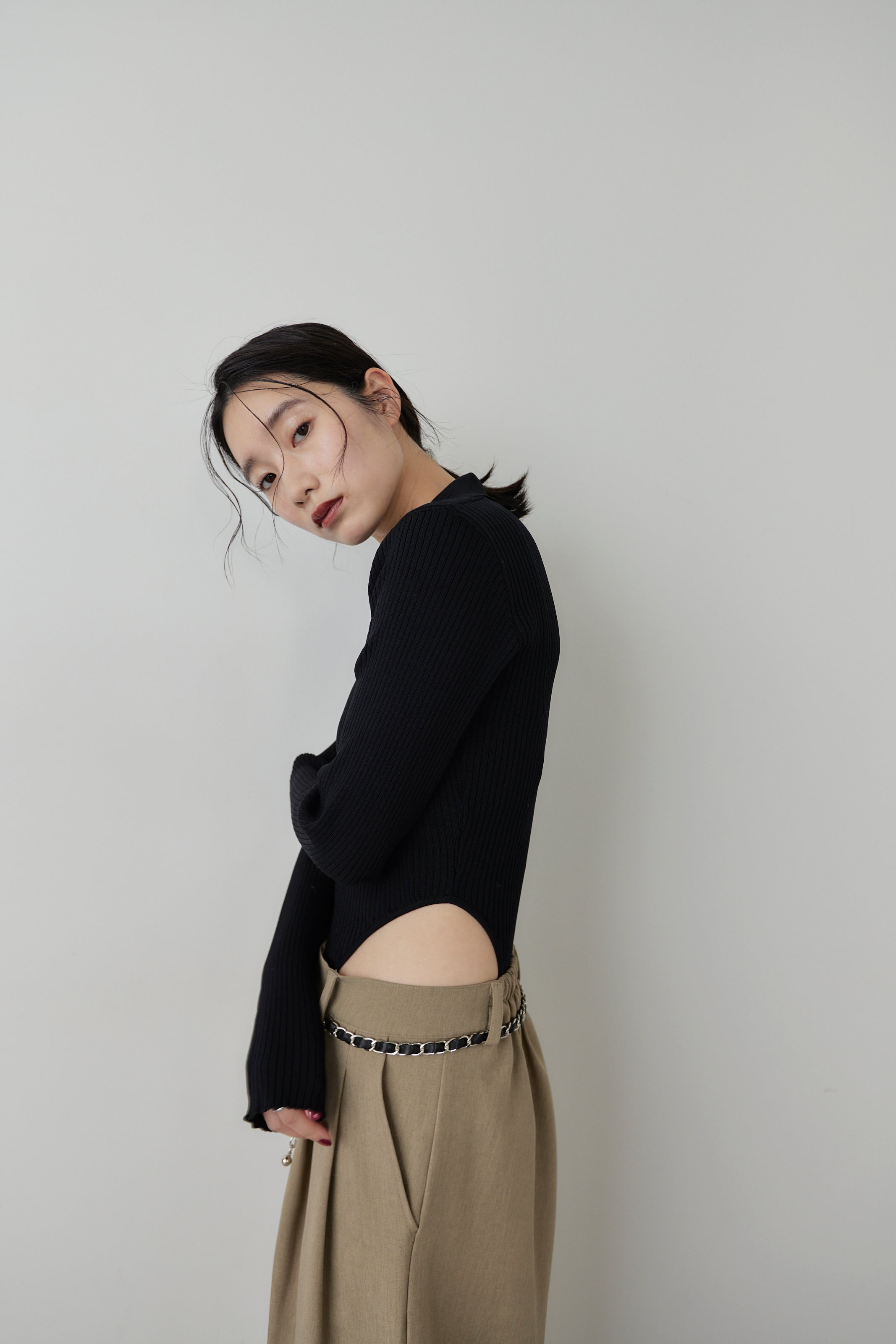 Poloknit bodysuit