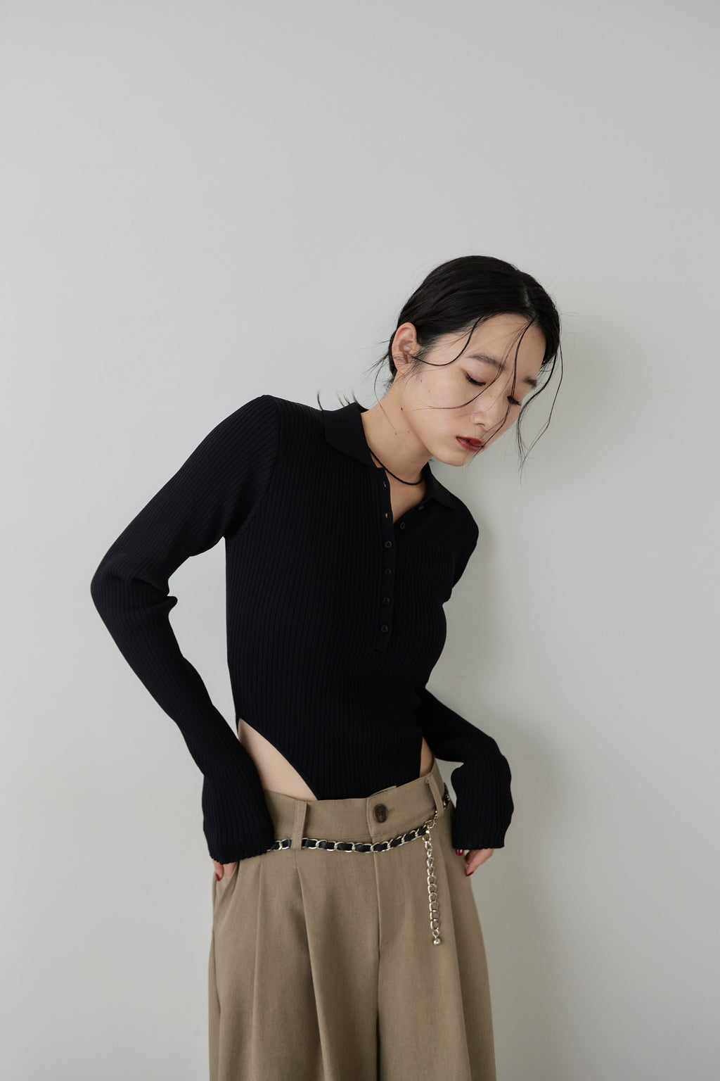 Poloknit bodysuit