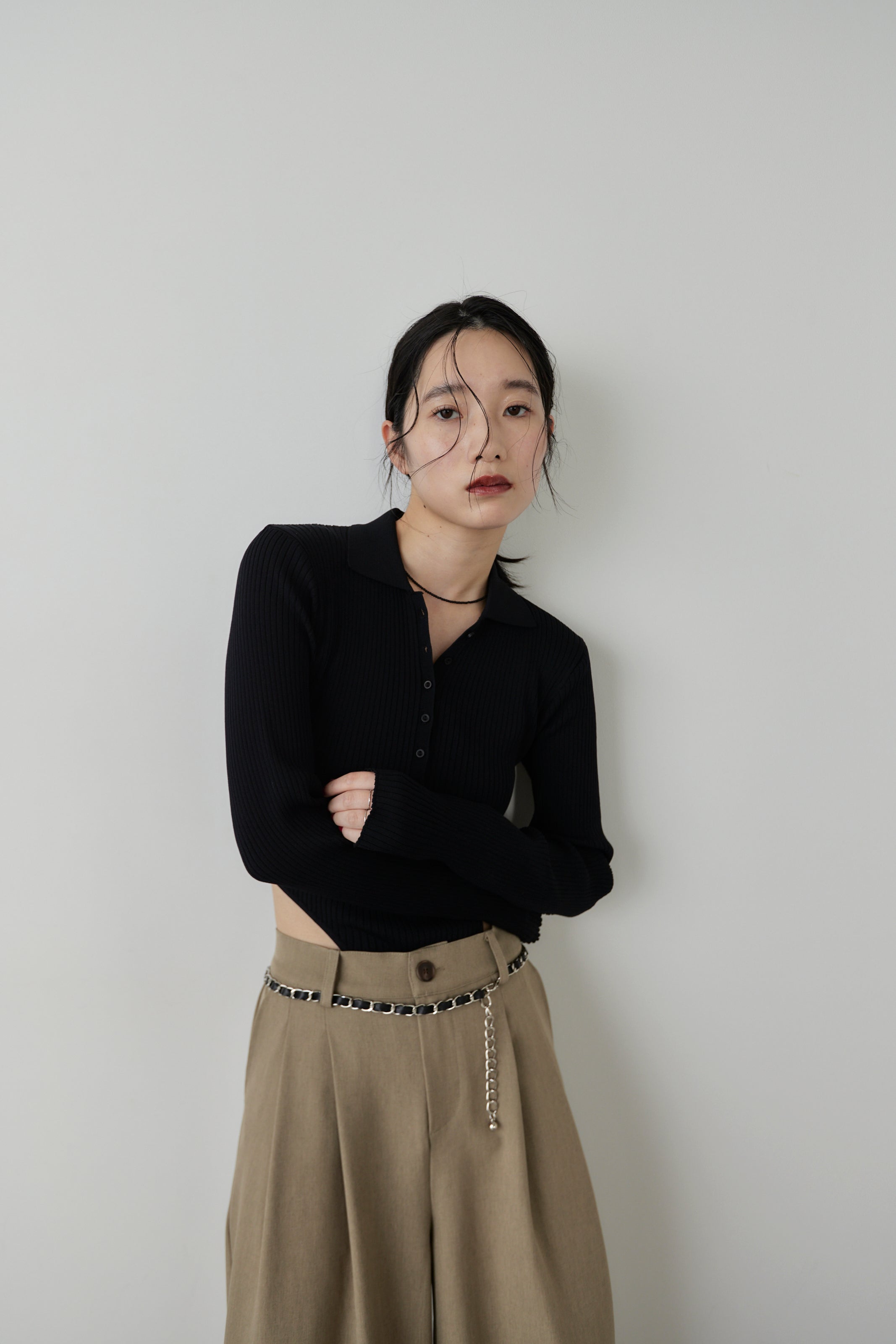 Poloknit bodysuit