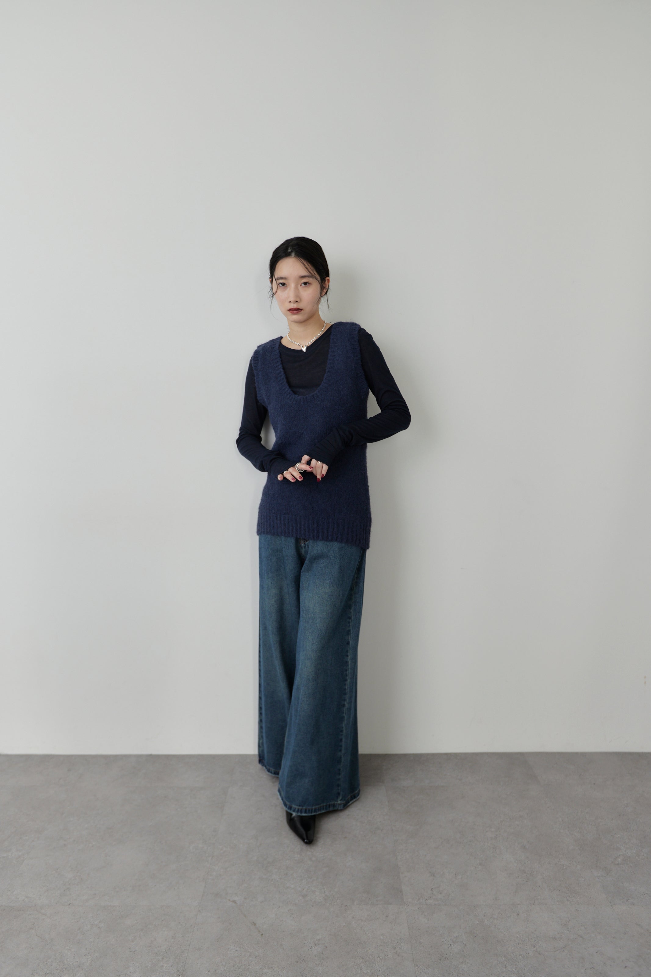 Mohair like knit vest