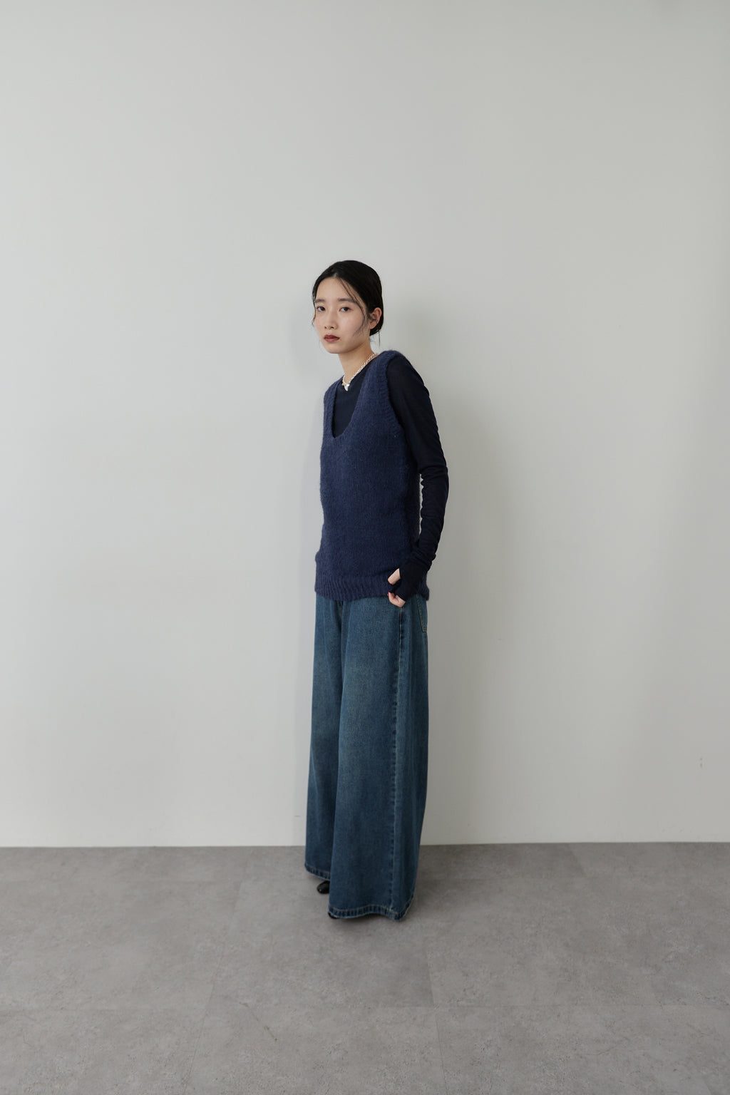 Mohair like knit vest