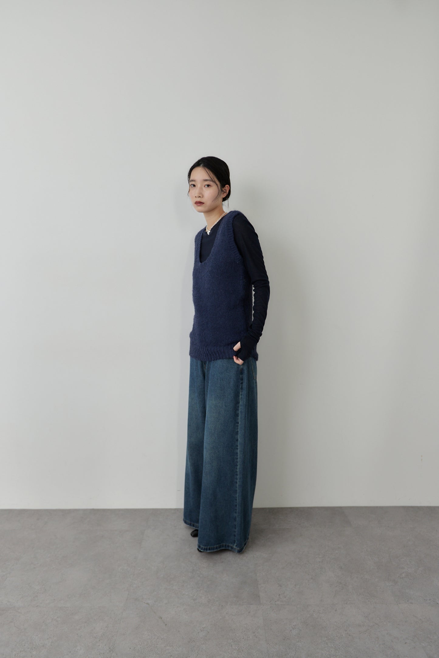 Mohair like knit vest