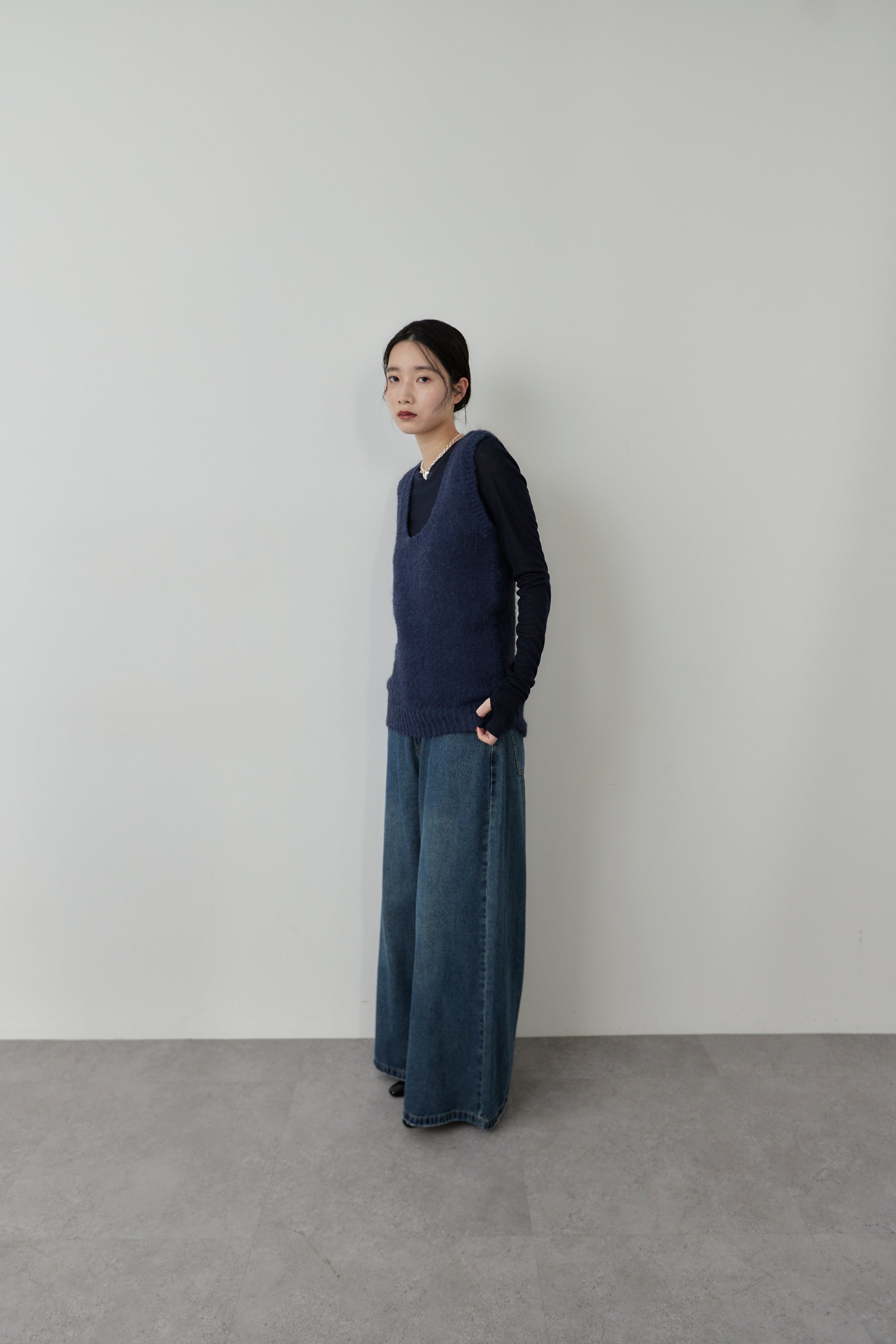 Mohair like knit vest