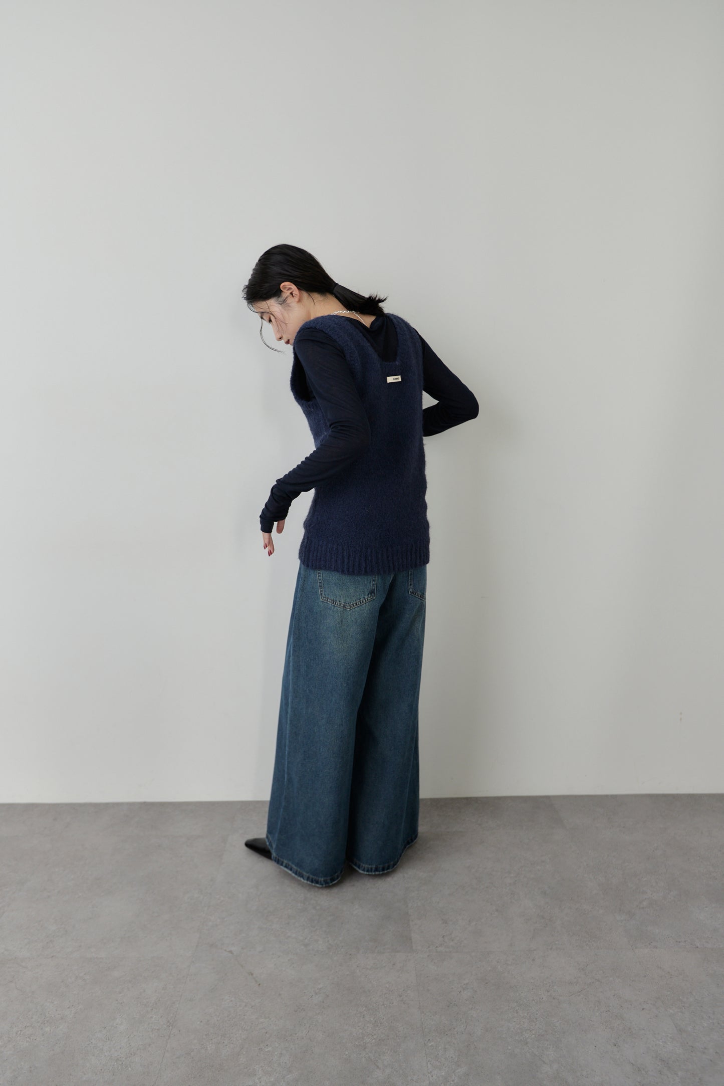 Mohair like knit vest