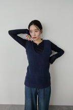 Mohair like knit vest