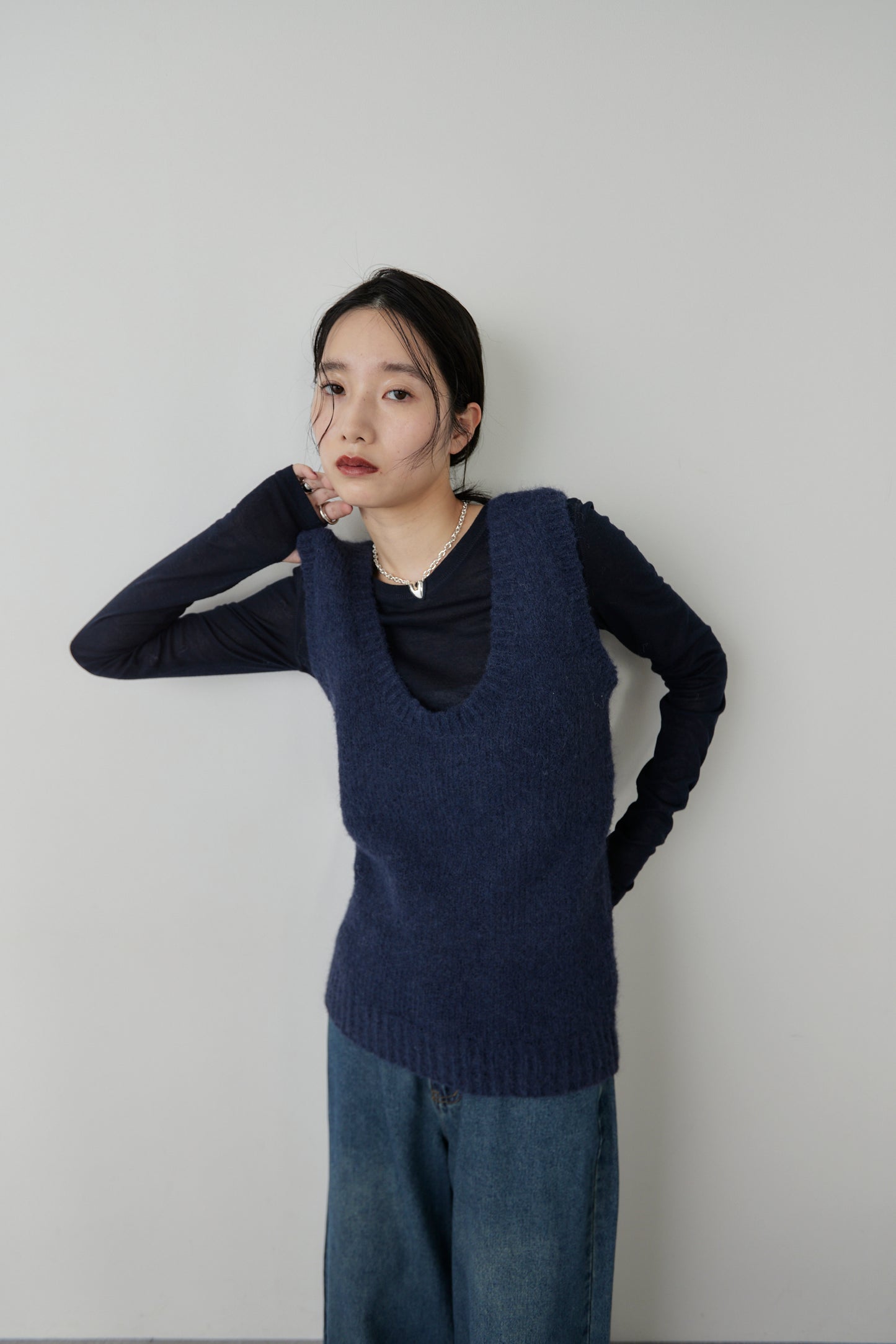 Mohair like knit vest