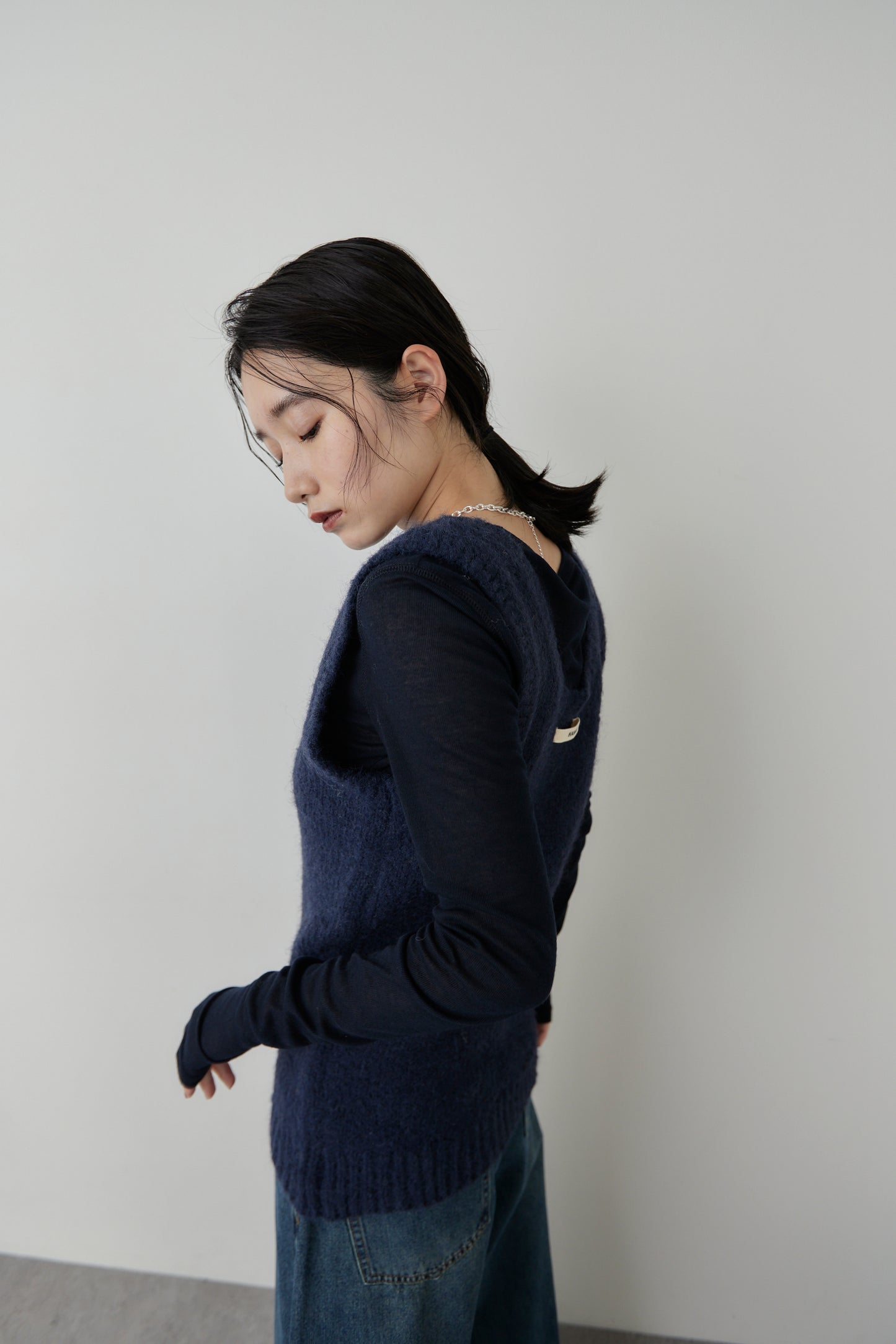 Mohair like knit vest