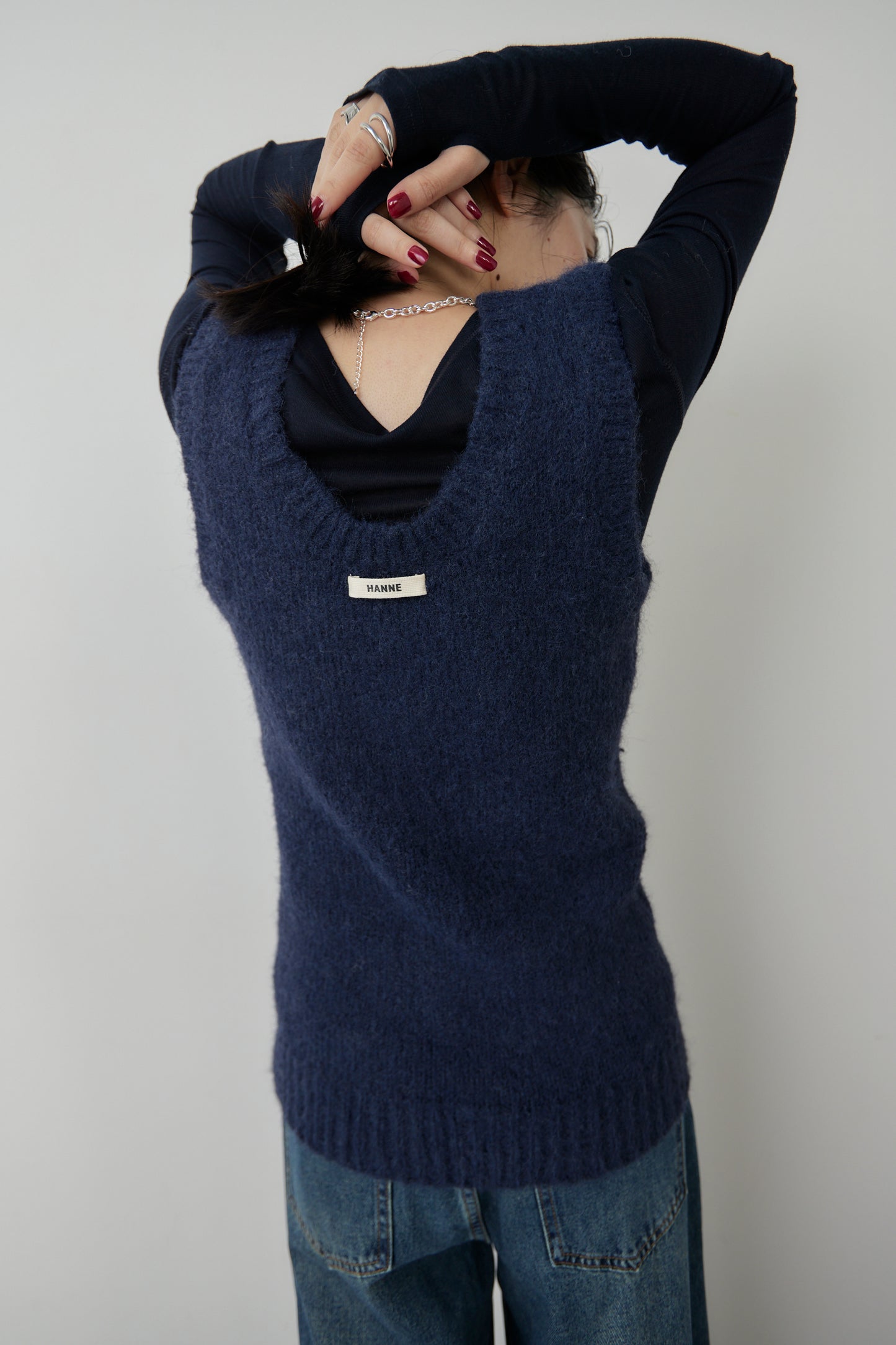 Mohair like knit vest