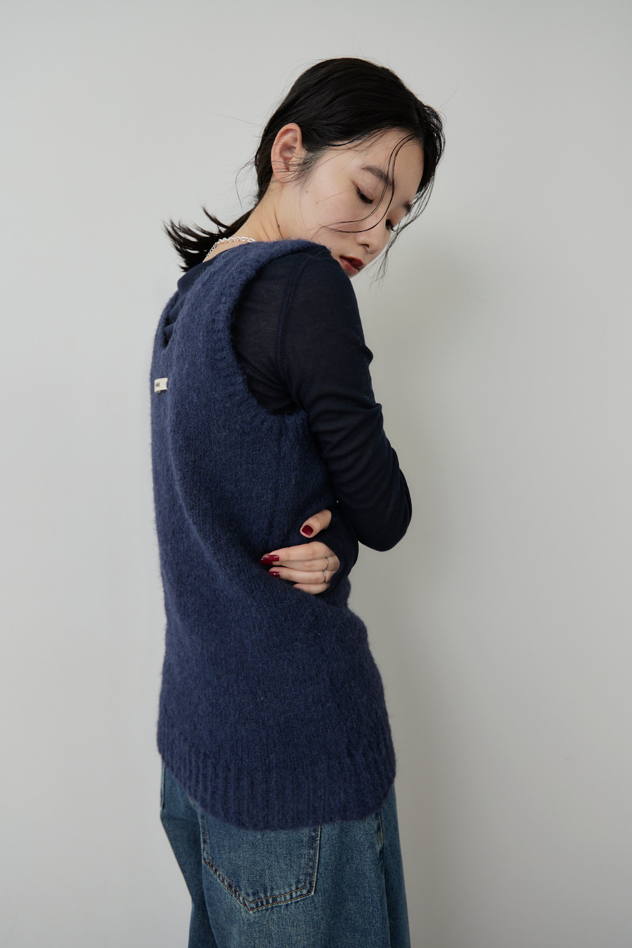Mohair like knit vest