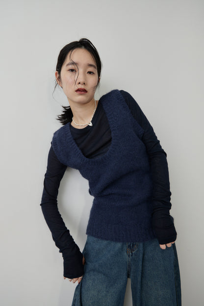 Mohair like knit vest
