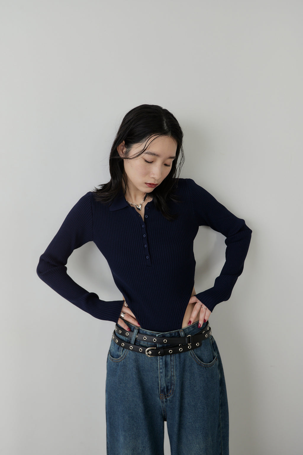 Poloknit bodysuit