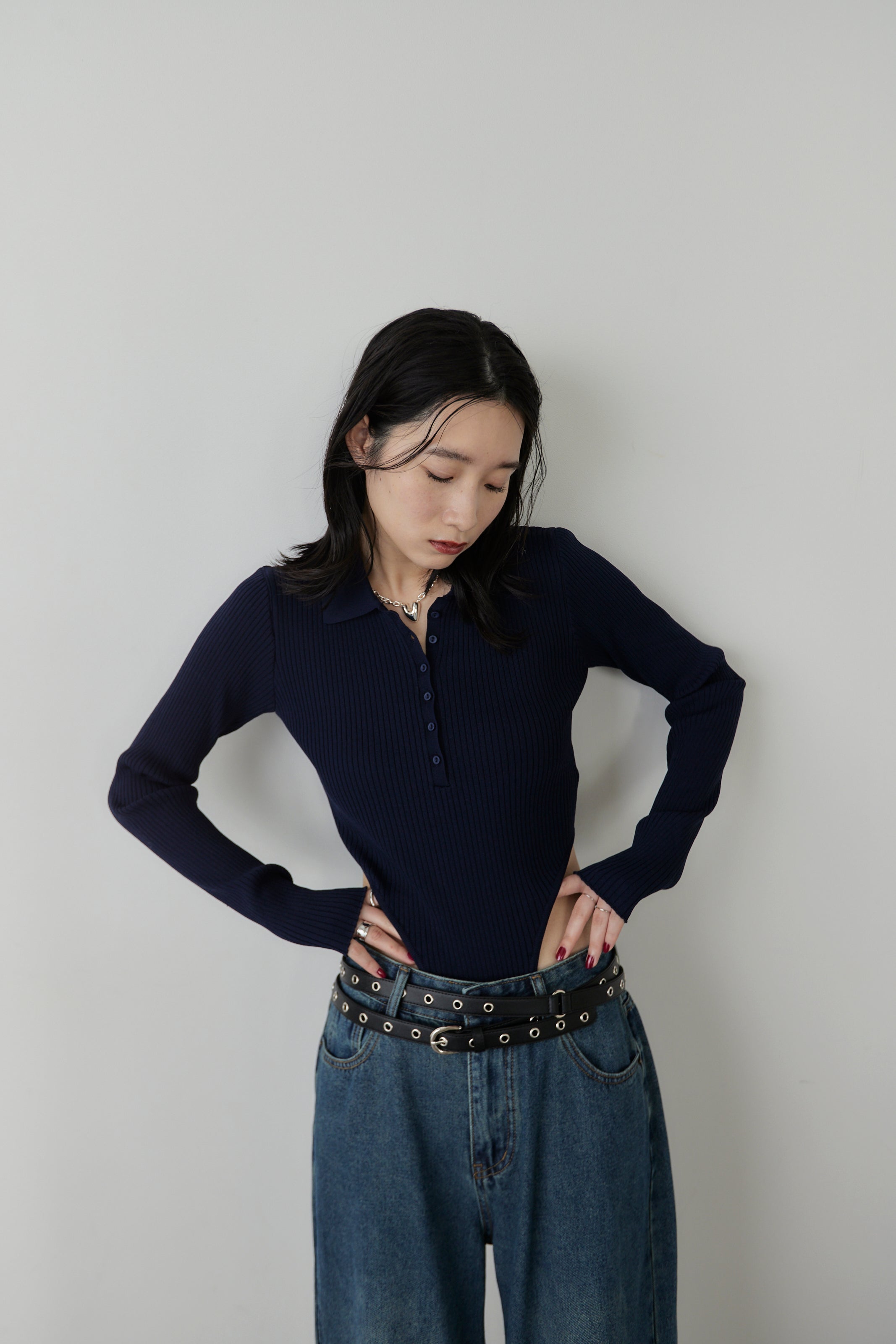 Poloknit bodysuit