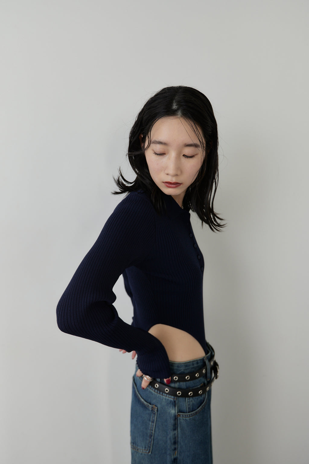 Poloknit bodysuit