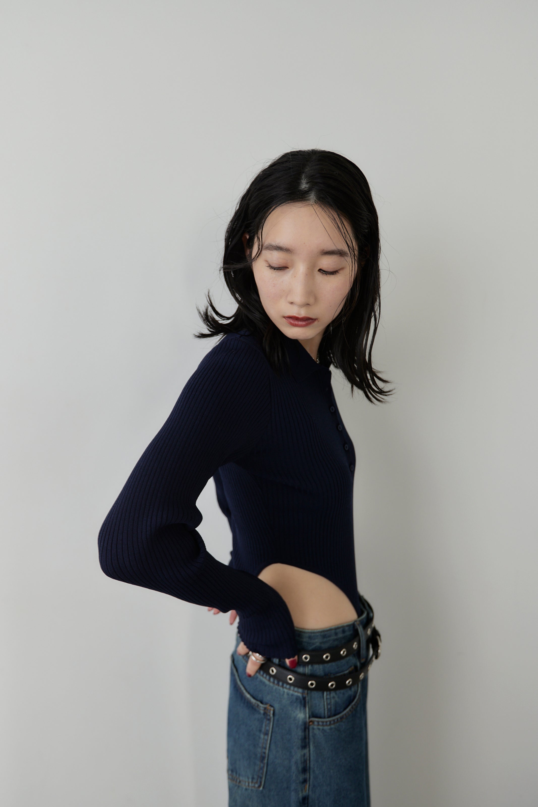 Poloknit bodysuit