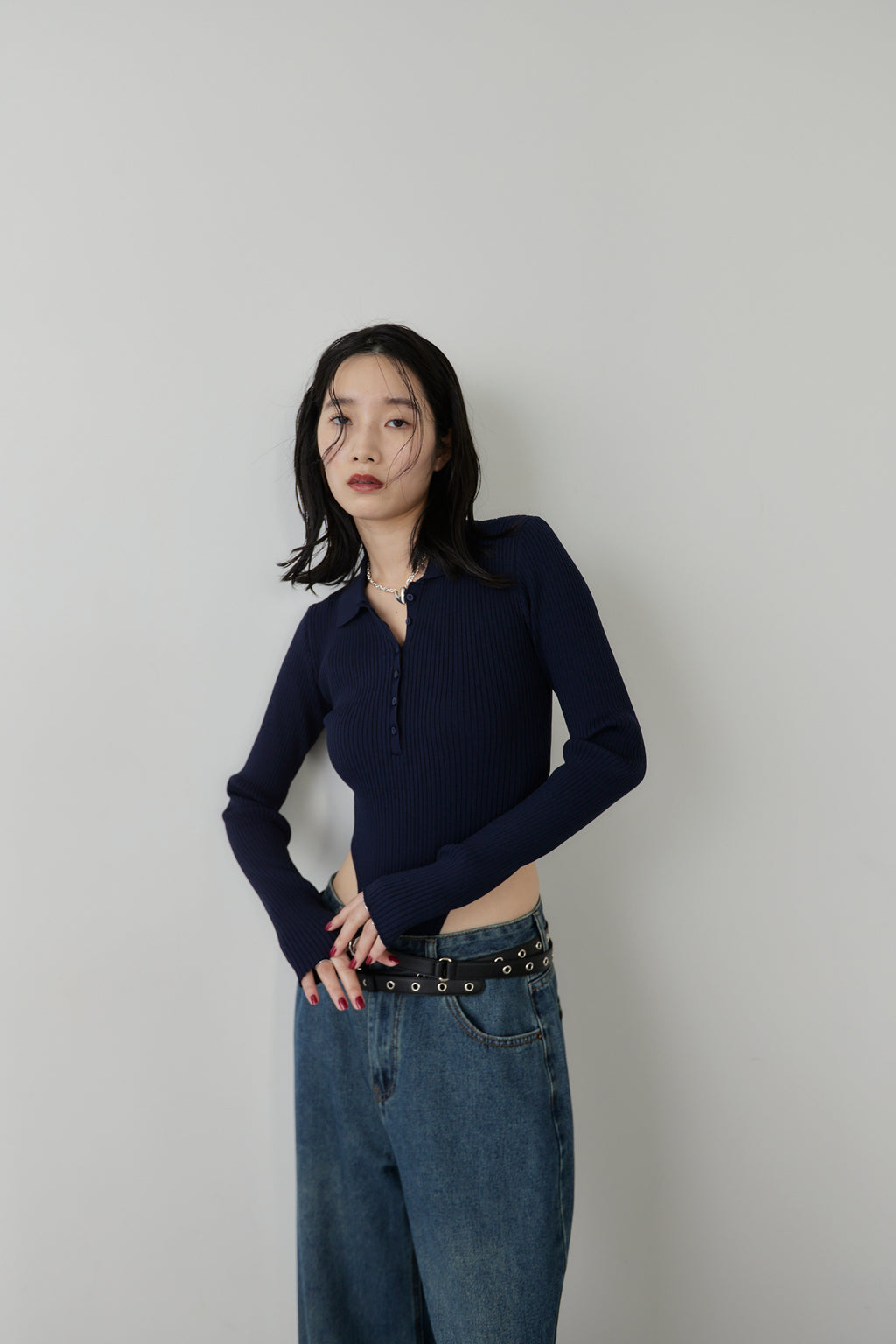 Poloknit bodysuit