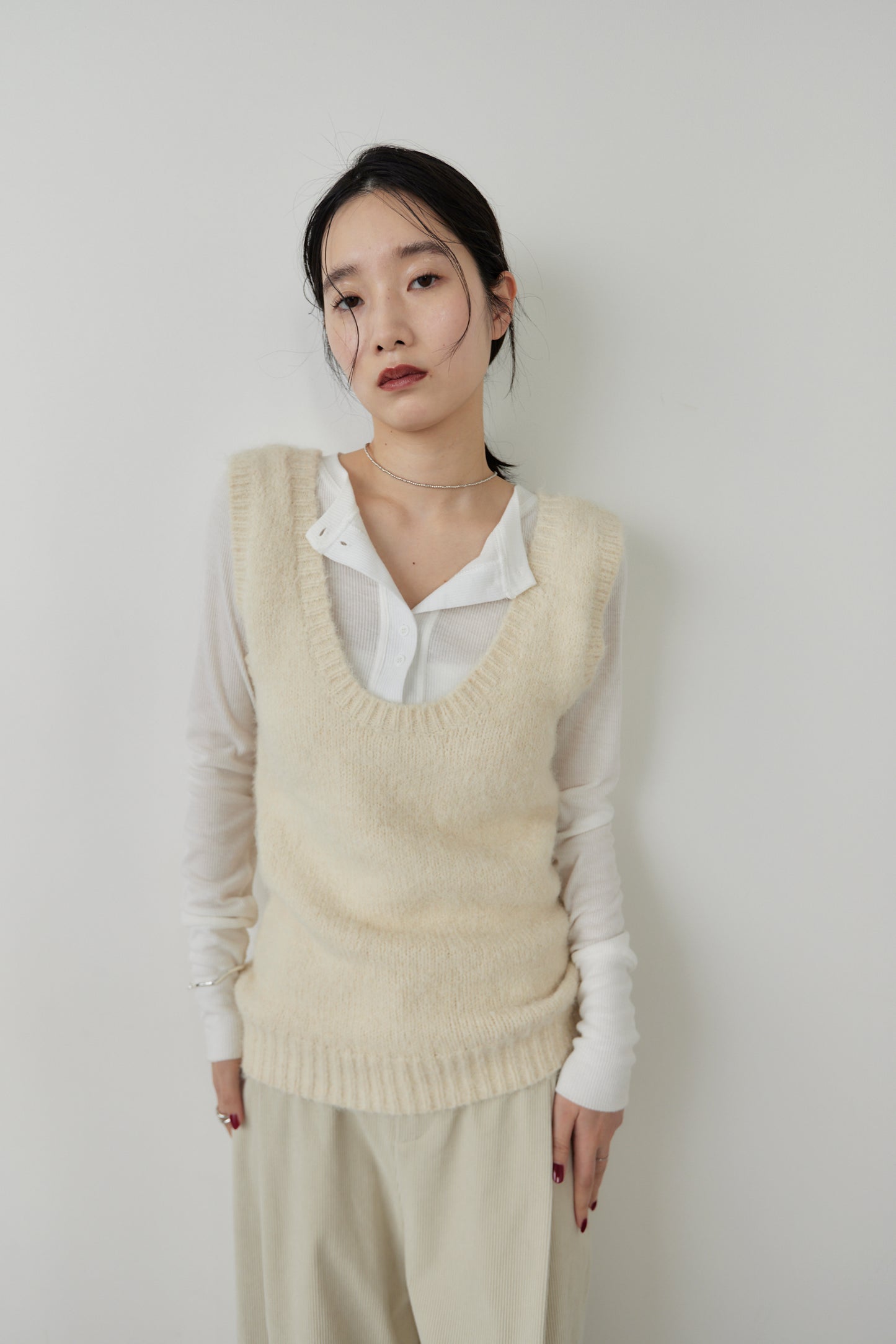 Mohair like knit vest