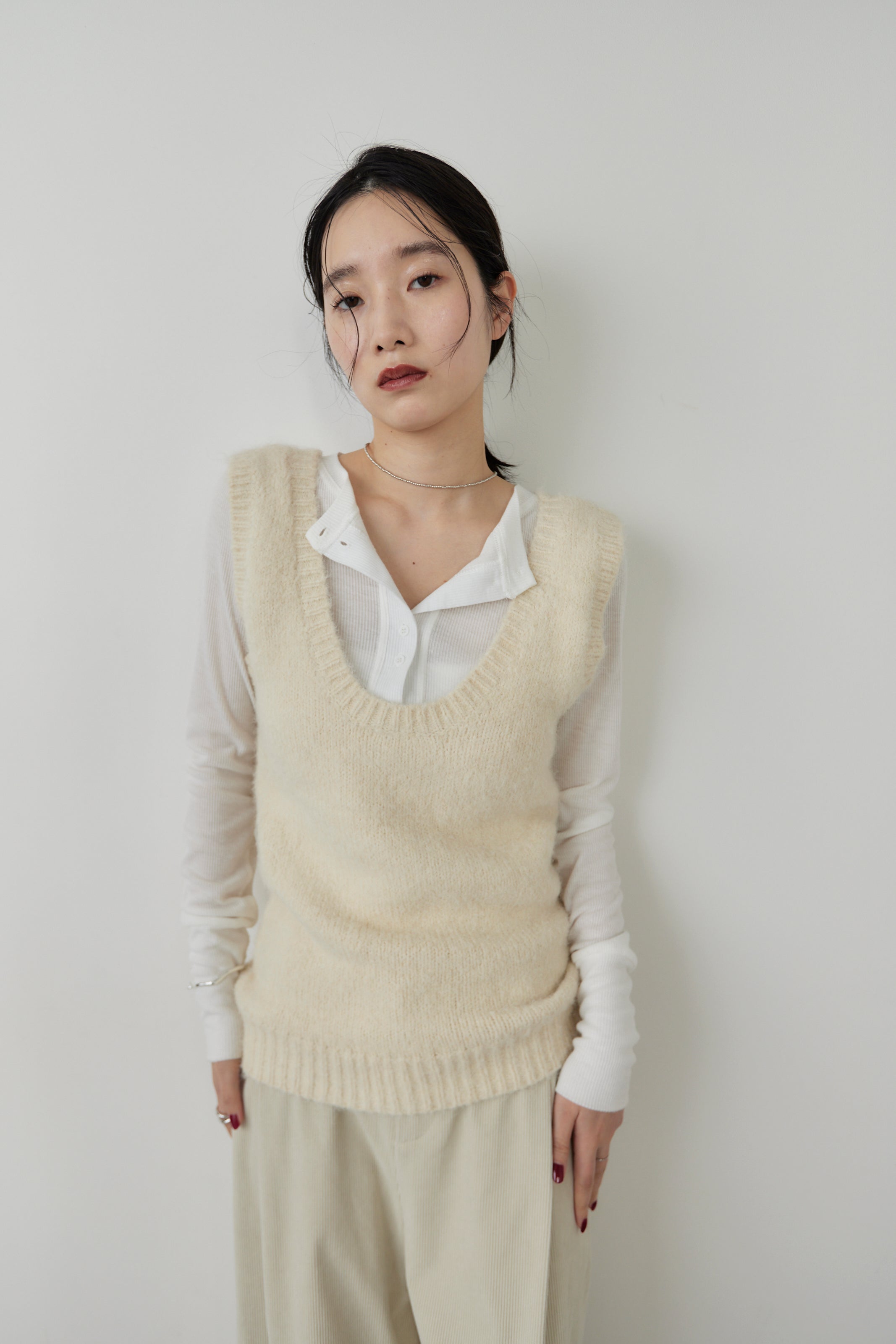 Mohair like knit vest